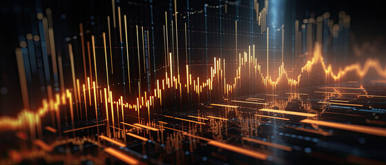 Obraz premium Ups and downs in high tech data colorful energy grids graphic