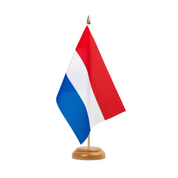 Netherlands Flag, small wooden dutch table flag, isolated, alpha channel transparency, png