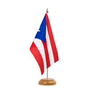 Puerto Rico Flag, small wooden puerto rican table flag, isolated, alpha channel transparency, png
