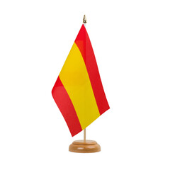 Spain without crest Flag, small wooden spanish table flag, isolated, alpha channel transparency, png