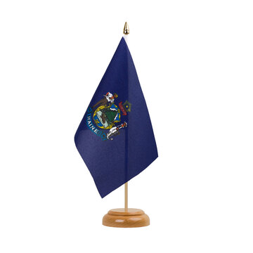 Maine Flag, small wooden mainer table flag, isolated, alpha channel transparency, png