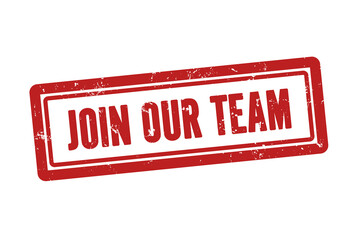 Join our team symbol. A red stamp with words Join our team. Isolated on white background.