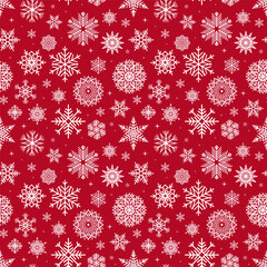 Vector snowflakes pattern. Snow icon silhouettes. Background for Christmas, winter prints, seasonal greetings.