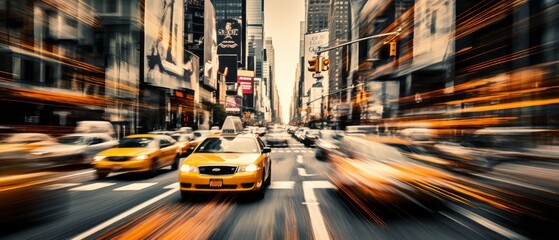 Fototapeta na wymiar City Pulse in Motion: Dynamic Urban Flow with Cars in Motion Blur Amid Downtown Bustle