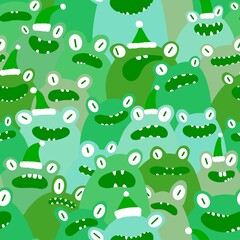 Christmas animals seamless frogs pattern for wrapping paper and fabrics and linens and kids clothes print
