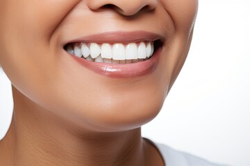 A woman with a radiant smile emphasizes dental health, portraying happiness and oral care.