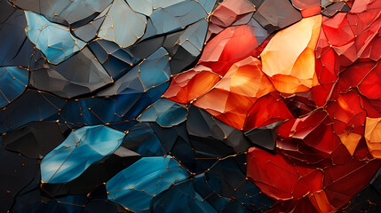 Background of colored gemstones, amber, black, blue, yellow, orange, fiery, gold, texture