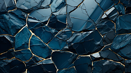 Background of colored gemstones, black, blue, gold, resin, texture