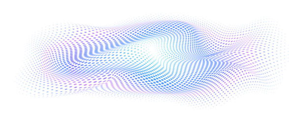 Warp of space. Abstract gradient halftone background. Twisted plane of dots on transparent background. Modern sample for presentations, web design on technological, information theme.