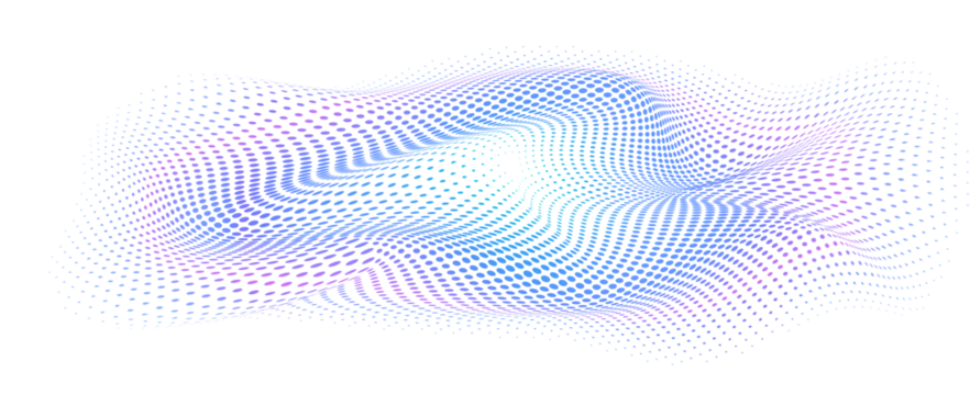 Warp of space. Abstract gradient halftone background. Twisted plane of dots on transparent background. Modern sample for presentations, web design on technological, information theme. - Powered by Adobe