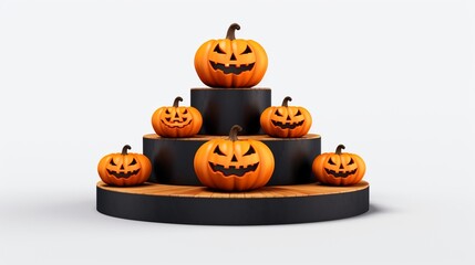 halloween background with pumpkins isolated on white