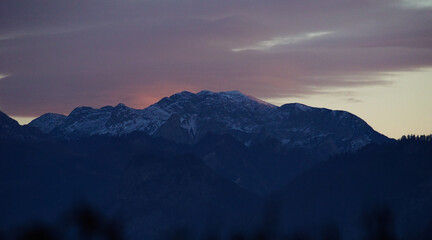 Mountain in Austria in a sunset