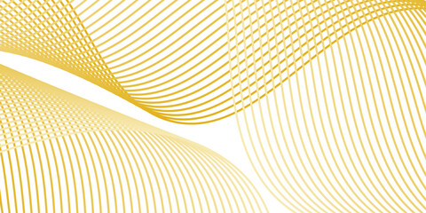 Abstract background with waves for banner. Medium banner size. Vector background with lines. Element for design isolated on white. Yellow and orange colors. Sun, summer, spring