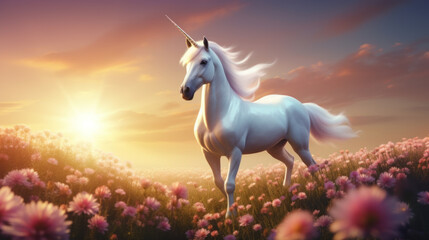 Obraz na płótnie Canvas Lovely unicorn in idyllic landscape