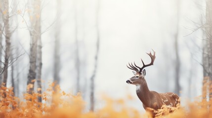 Generative AI image of a deer in a forest in autumn