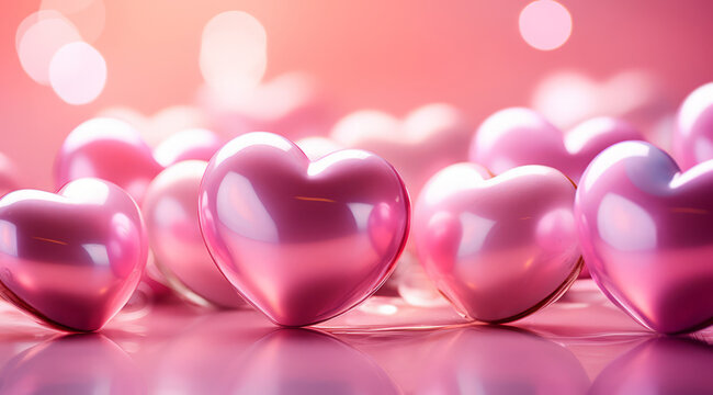 Generative AI image of a pink valentines day hearts