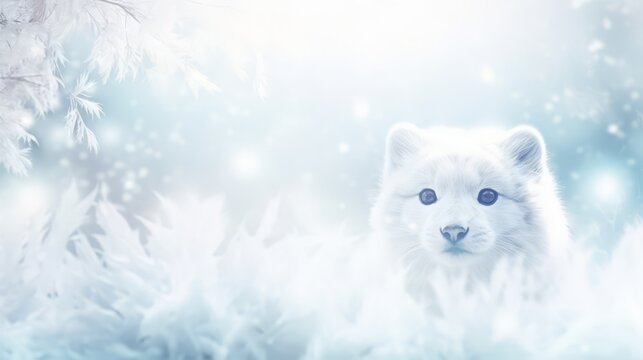 Generative AI image of an Arctic fox in deep snow