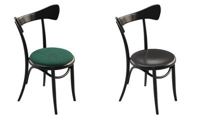 Midcentury steam-bent wooden chair with backrest. 3d render