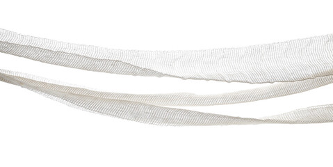 New, natural medical bandage hanging, isolated on white, clipping path