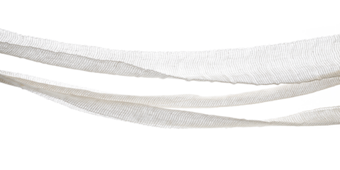 New, natural medical bandage hanging, isolated on white, clipping path