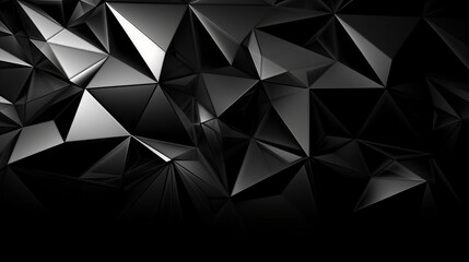 Obraz premium Black white abstract background. Geometric shape. Lines, triangles. 3d effect. Light, glow, shadow. Gradient. Dark grey, silver. Modern, futuristic. Design concept. Wallpaper concept. Abstract concept