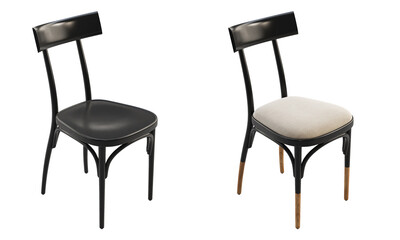 Midcentury steam-bent wooden chair with backrest. 3d render