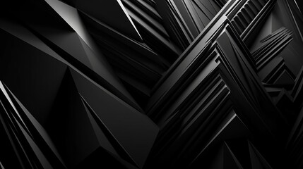 Black white abstract background. Geometric shape. Lines, triangles. 3d effect. Light, glow, shadow....