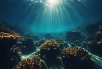 Underwater Sea - Deep Water Abyss With Blue Sun light