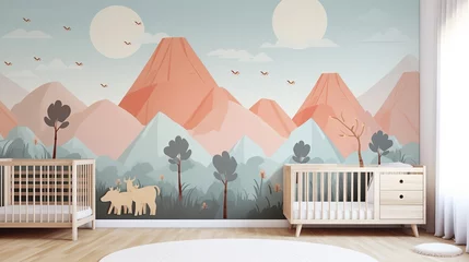 Glasbilder Cradle Mountain Fundo infantil, lindo papel de parede para quarto de bebê