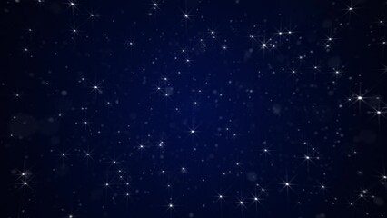 Bright shiny twinkling stars in the night sky. This glittering starry night motion background is full HD and a seamless loop.