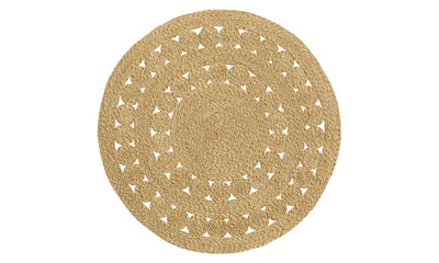 Natural braided round jute rug. 3d render
