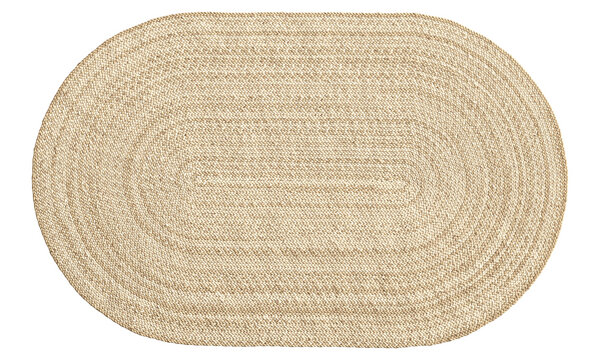 Natural braided oval jute rug. 3d render