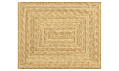 Natural braided rectangular jute rug. 3d render - obrazy, fototapety, plakaty