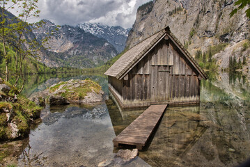 old wooden house in the lake