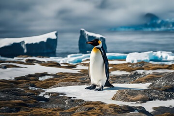 Fototapeta premium Penguin in polar regions - Generative AI