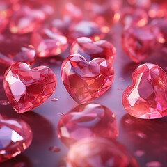 Romantic Hearts red gemstones creating a beautiful and intricate composition Close-up Generative AI