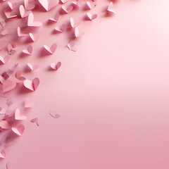 Rustis Wooden Hearts on Pink Background wooden ornaments Valentine&rsquo;s Day AI Generated