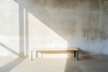 Shadow on white concrete wall in the room from window with morning light, texture background.