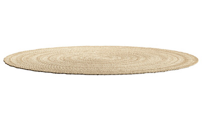 Natural braided round jute rug. 3d render