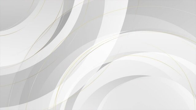 Grey abstract minimal circles and golden lines geometric background. Seamless looping motion design. Video animation Ultra HD 4K 3840x2160