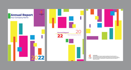 Abstract geometric with colorful background on A4 size book cover template for annual report, magazine, booklet, proposal, portfolio, brochure, poster etc.