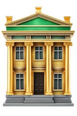 Fototapeta na wymiar A golden building with columns and a green roof