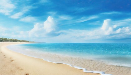Fototapeta na wymiar Concept of summertime on beach. Blue sky