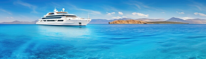 A large white boat floating in the middle of the ocean