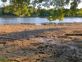 Drought conditions on the Mississippi River near Minneapolis Minnesota reflect the impact of the...