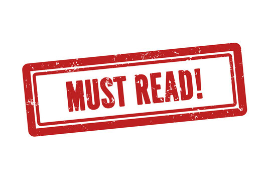 must read! symbol. A red stamp with words must read!. Isolated on white background.