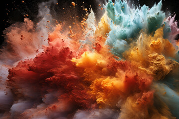 Colorful smoke and dust splashed