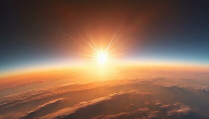 Blue sunrise, view of earth from space. Sunset In Orbit - Powered by Adobe