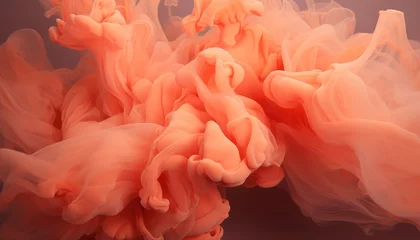 Foto op Plexiglas peachy  pastel colored  liquid  like smoke in motion flow ,  peach fuzz color of the year 2024  © Klay