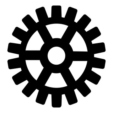 recommend clip art: Black gear wheel icons sticker. Simple outline spot illustration for web graphic design